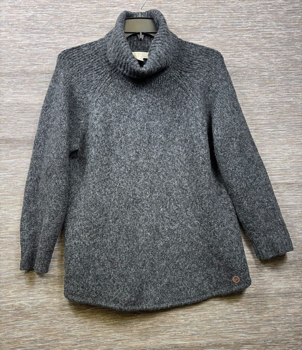 Michael Michael Kors Sweater Womens 1X Gray Cowl Neck Raglan Knit Pullover Logo